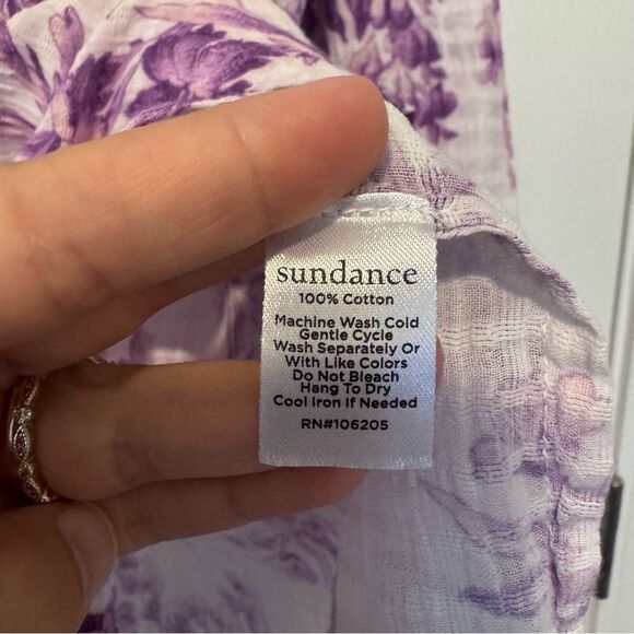 Sundance Chantilly Blooms Birds Novelty Print Cotton Gauze Button Down Shirt L - Picture 12 of 12